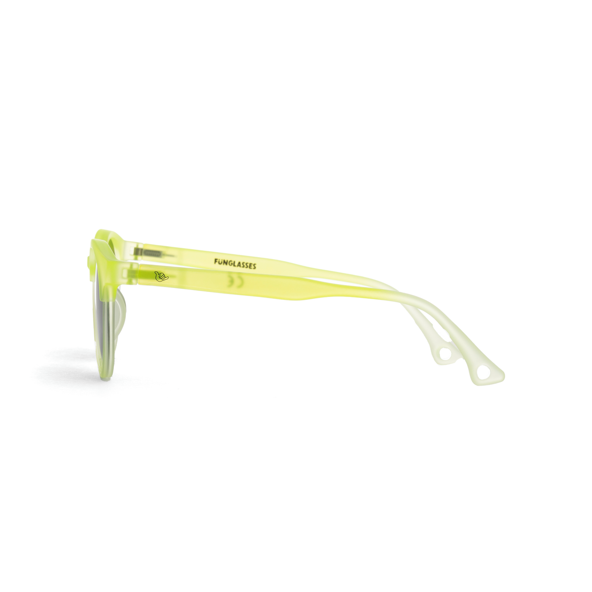 Yellow kids and baby sunglasses with a white background