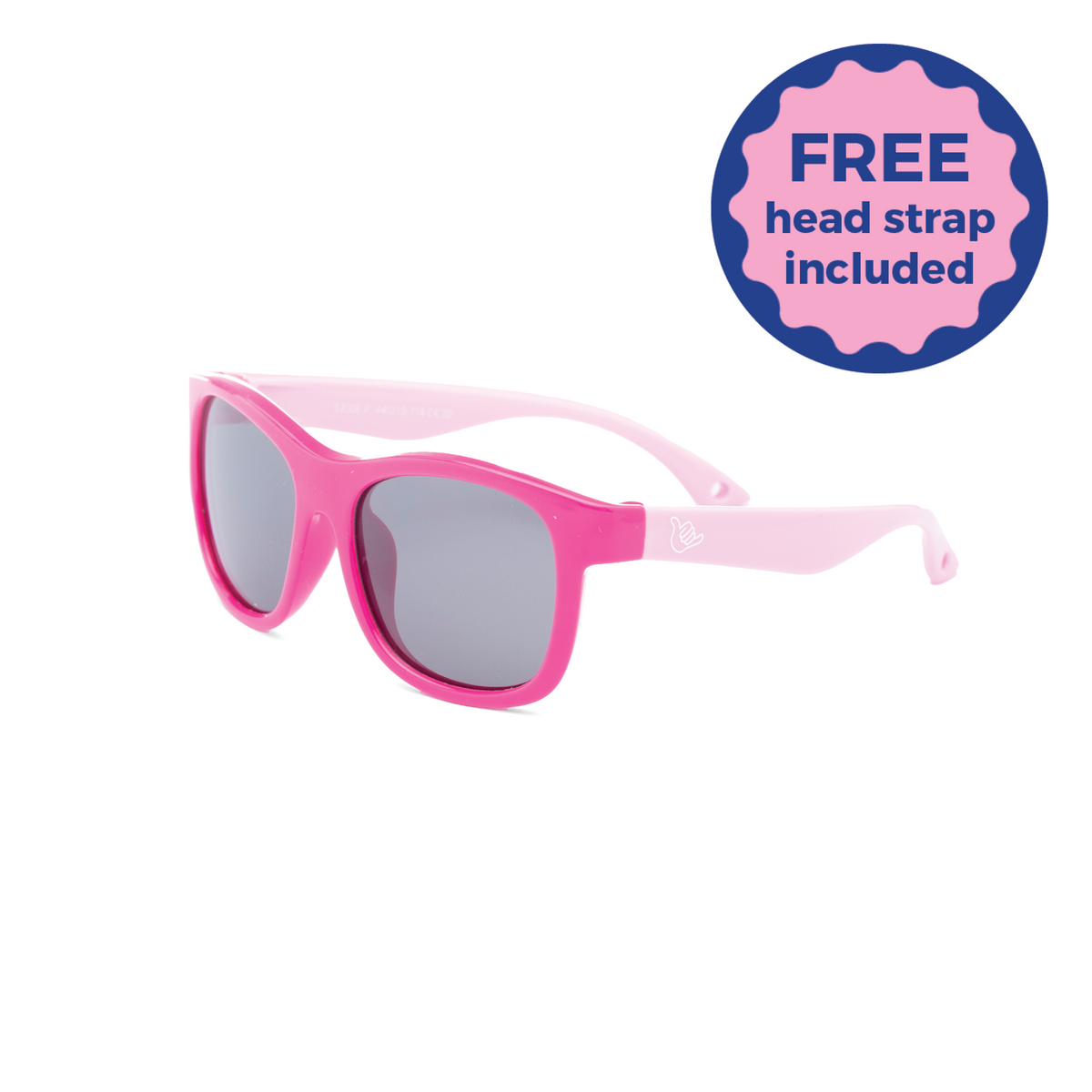 Two-tone Dark and Light Pink sunglasses with dark lenses on a white background