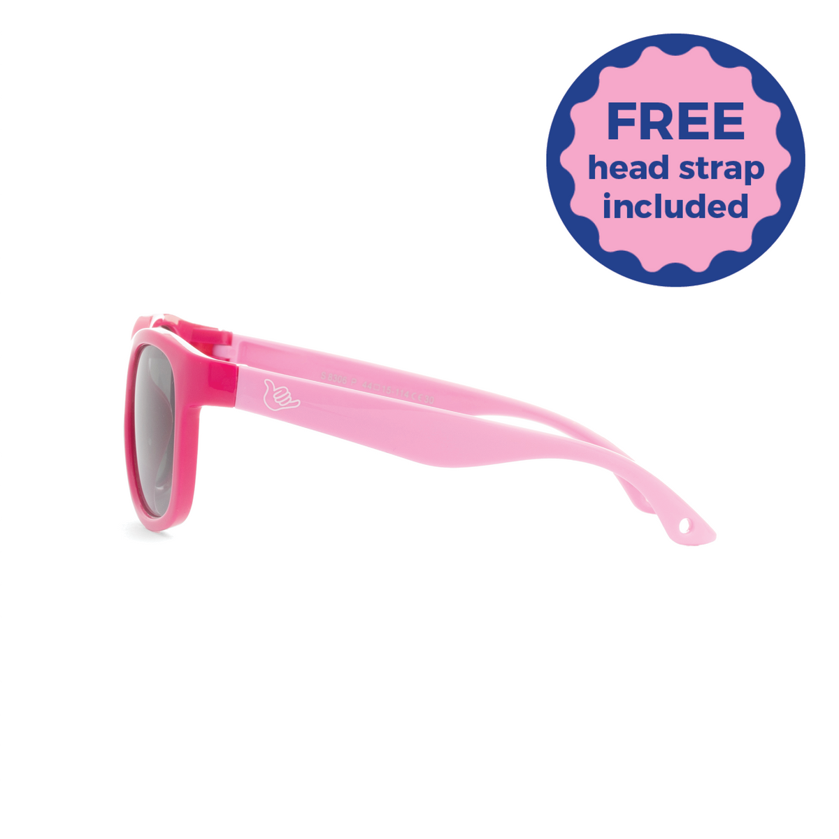 Two-tone Dark and Light Pink sunglasses with dark lenses on a white background