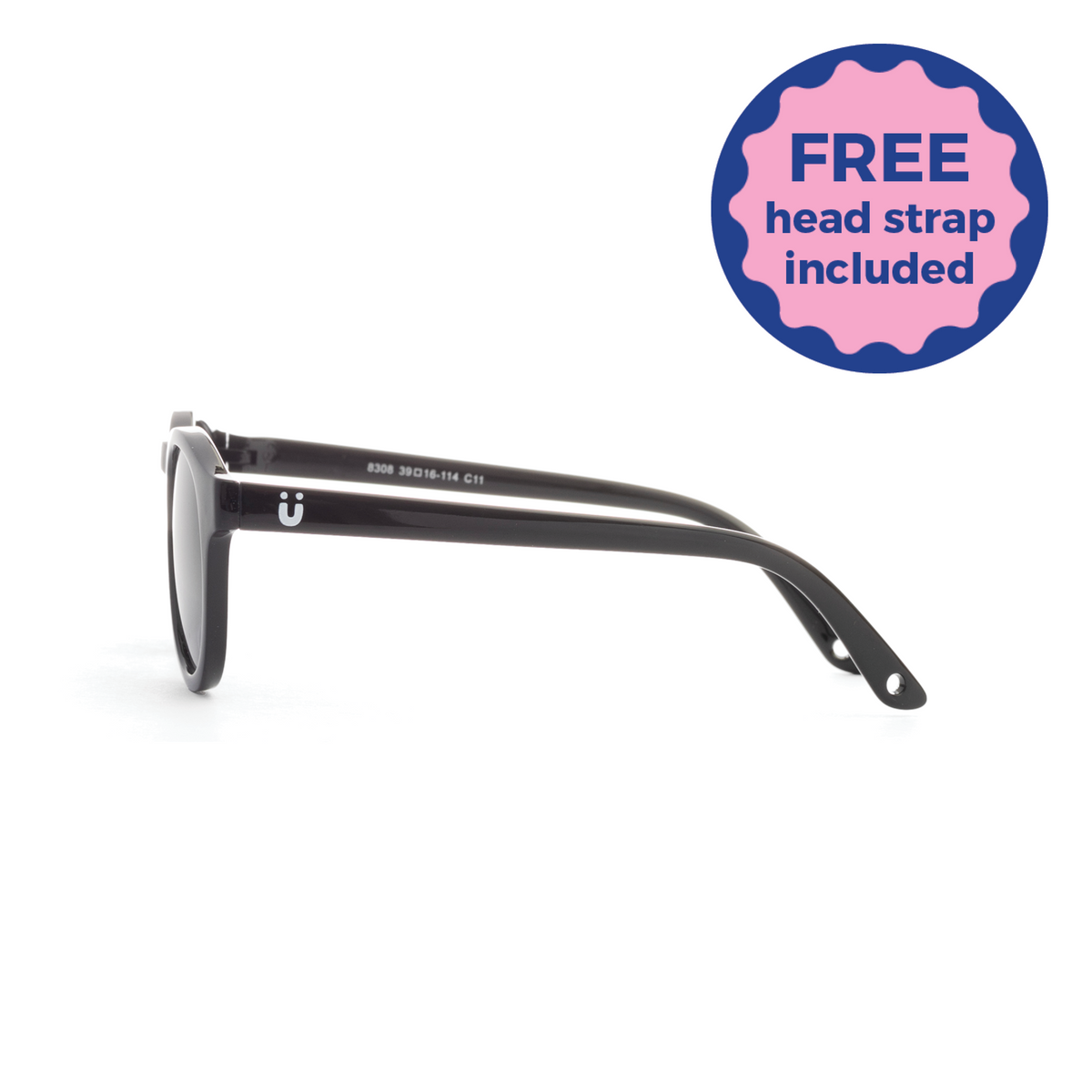 Black kids sunglasses with a brand logo Fun Glasses on a white background