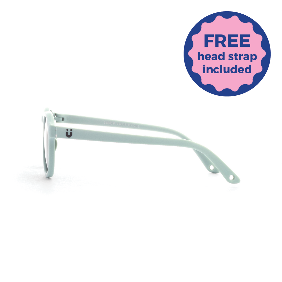 Light blue grey kids and baby  sunglasses on a white background