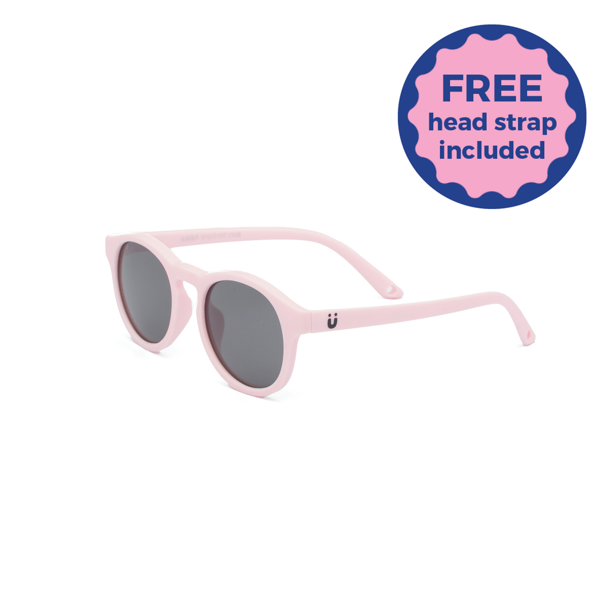 Pink kids and baby sunglasses with dark lenses on a white background