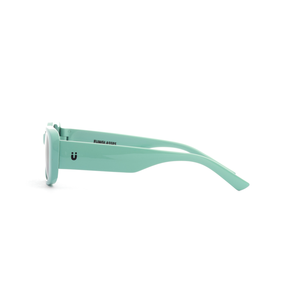 Blue Green vibey kids and baby sunglasses with a brand logo on a white background - Vibe